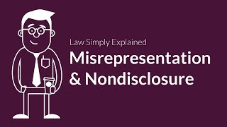 Misrepresentation and Nondisclosure  Contracts  Defenses amp Excuses [upl. by Gayle217]