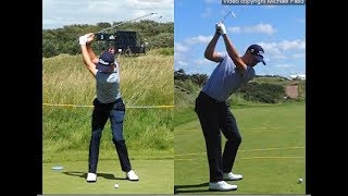 Justin Thomas golf swing  Long Iron faceon amp downtheline July 2017 [upl. by Eillam923]