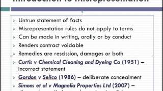 Misrepresentation Lecture 1 of 4 [upl. by Lacsap443]